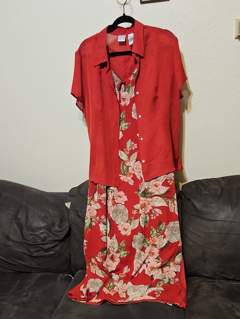 Emma James Red Reversible Floral Maxi Dress with Matching Red Top
